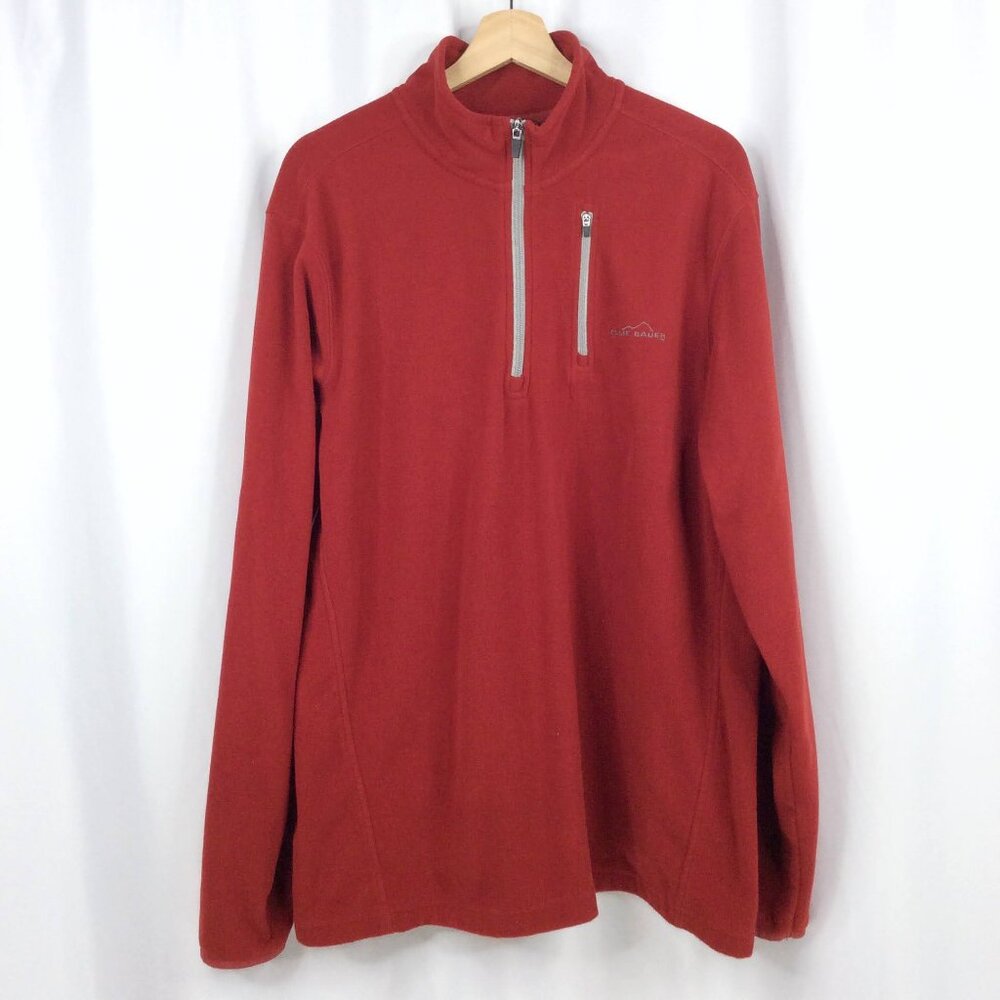 Eddie Bauer 1/4 Zip Fleece Pullover Men's Size TL Large Tall‎ Red Midweight